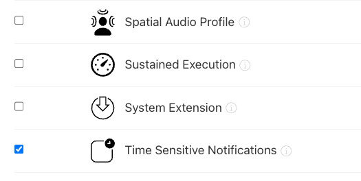 enable time sensitive notifications for the Trio identifier